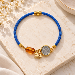 Blue Braided Charm Bracelet with Ambar Bar