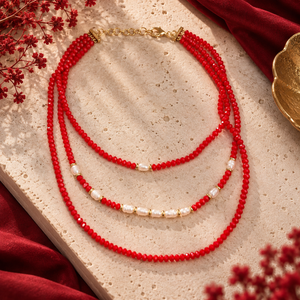 Scarlet Pearl Layered Necklace