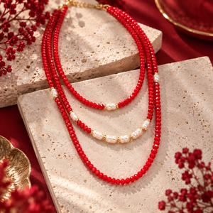 Scarlet Pearl Layered Necklace