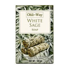 White Sage Salvia Blanca / Soap Bar / English-Spanish Prayer Card & Charm / Spiritual Cleansing & Purification / Emotional Calm