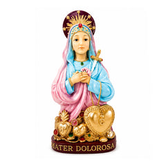 Mater Dolorosa Statue: Mother of Sorrows, Silent Endurance - Blue & Pink
