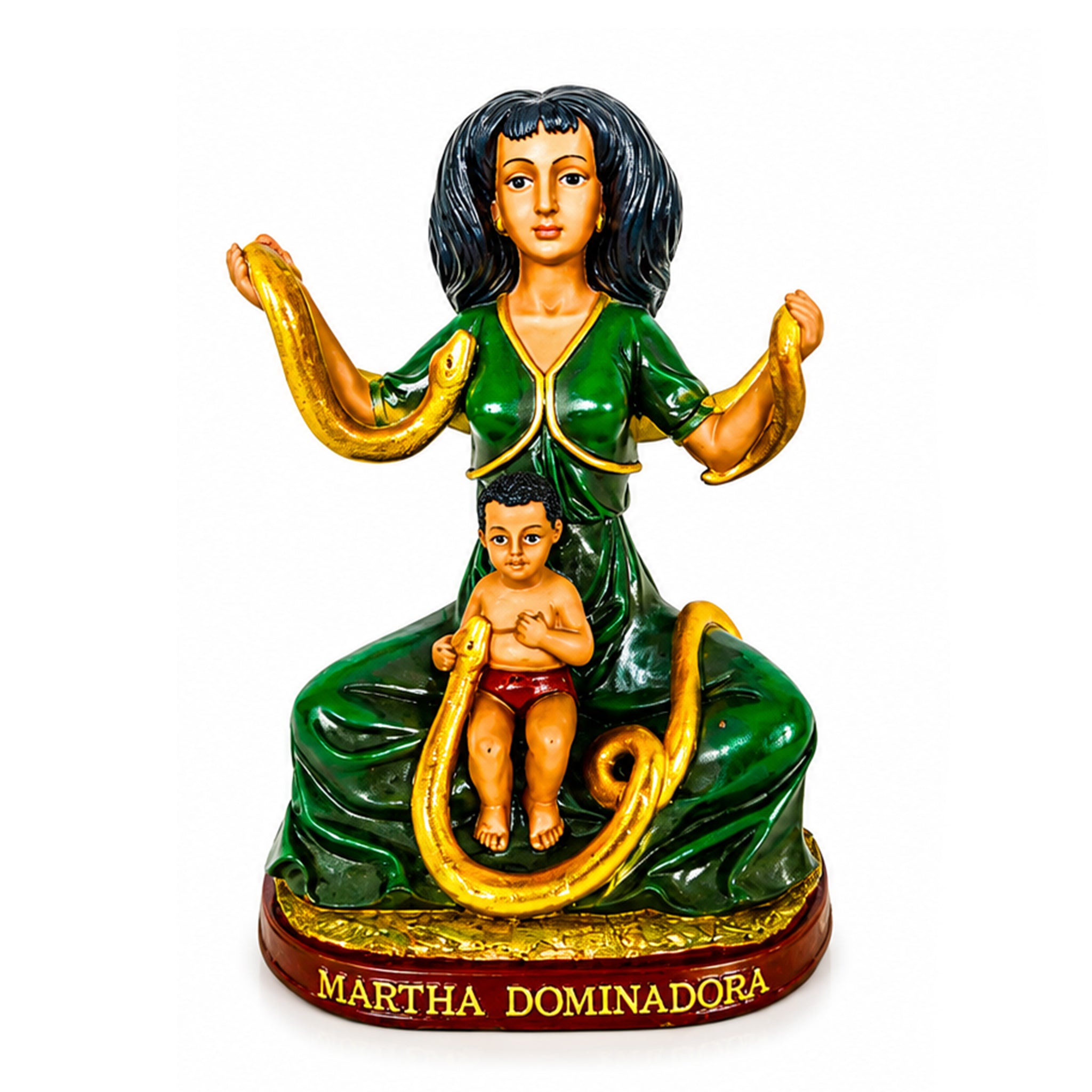Martha Dominadora Statue: Holding Snake & With Child