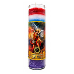 Saint Michael 7 Swords (Las 7 Espadas Poderosas de San Miguel) 7 Day Prayer Candle – Protection, Fight Evil & Justice (Multicolor)