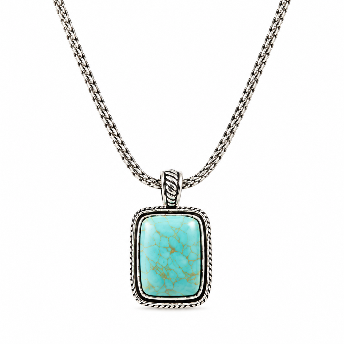 Larimar Rope-Frame Pendant Necklace