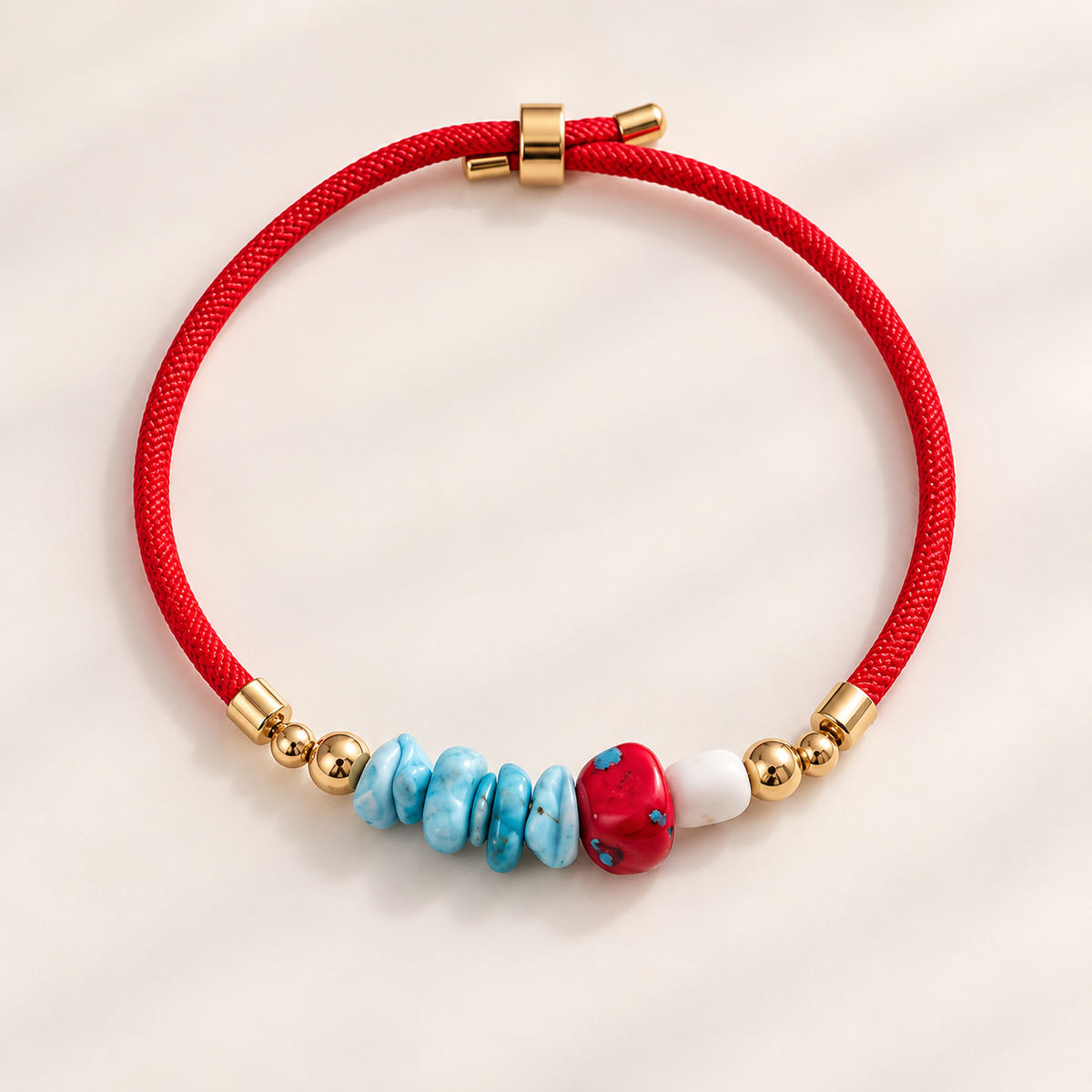 Bohemian Red Cord Bracelet with Lapis Lazuli Beads