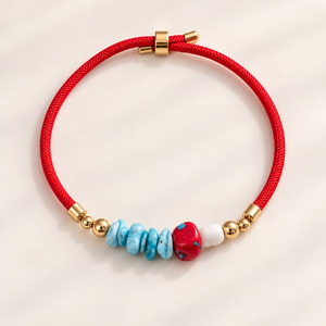Bohemian Red Cord Bracelet with Lapis Lazuli Beads