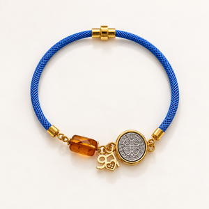 Blue Braided Charm Bracelet with Ambar Bar