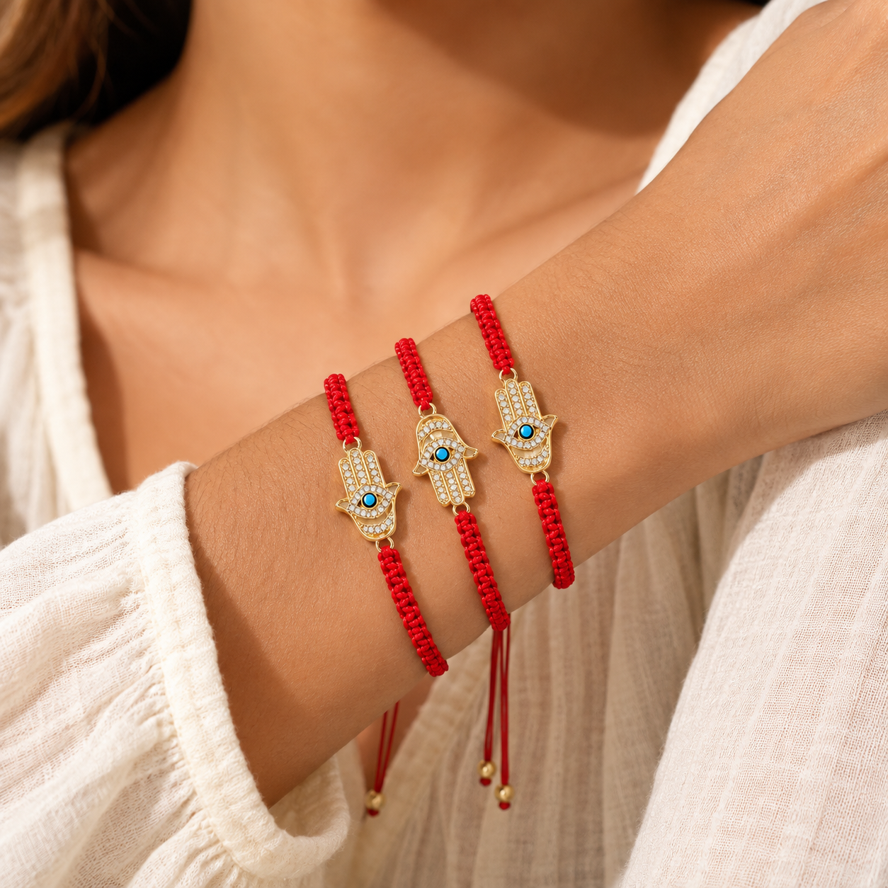Hamsa Red String Protection Bracelet