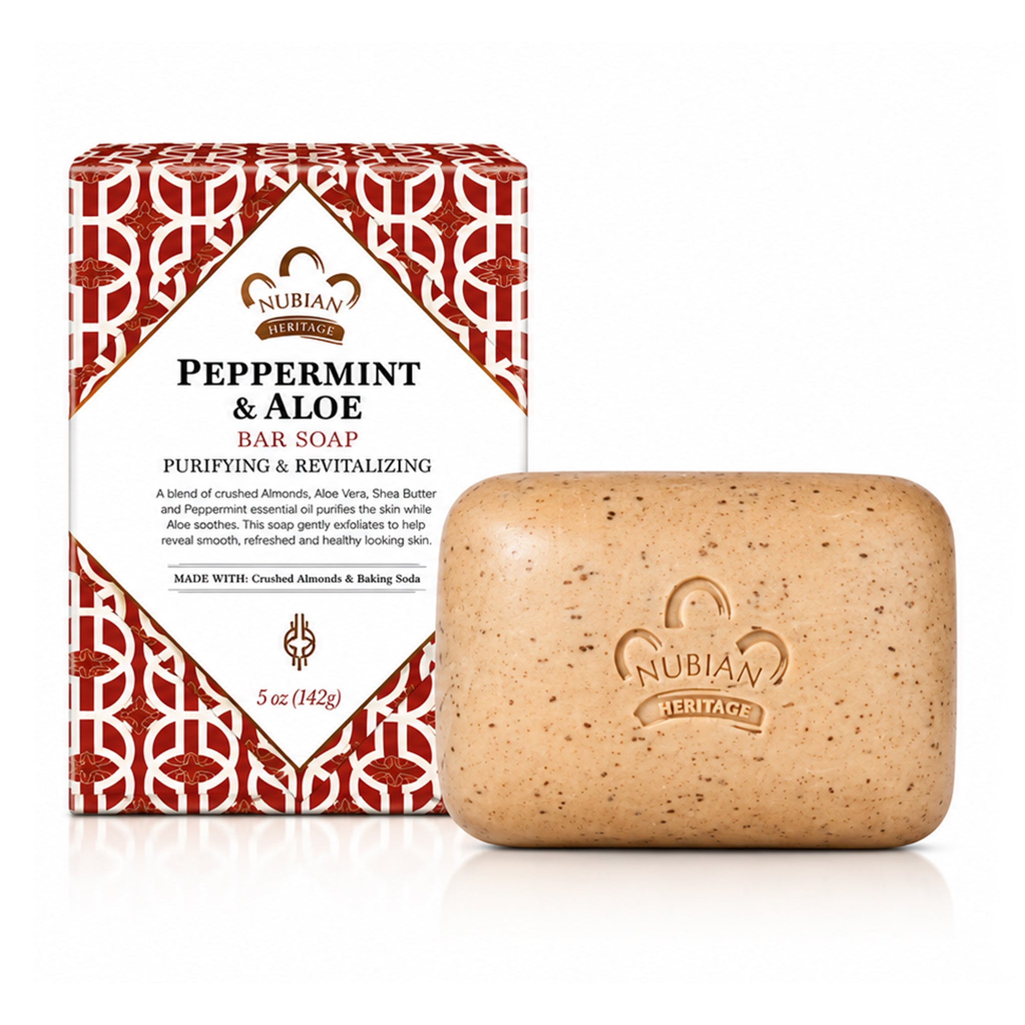 Peppermint & Aloe Bar Soap: Purifying & Revitalizing with Crushed Almonds & Baking Soda (5oz)