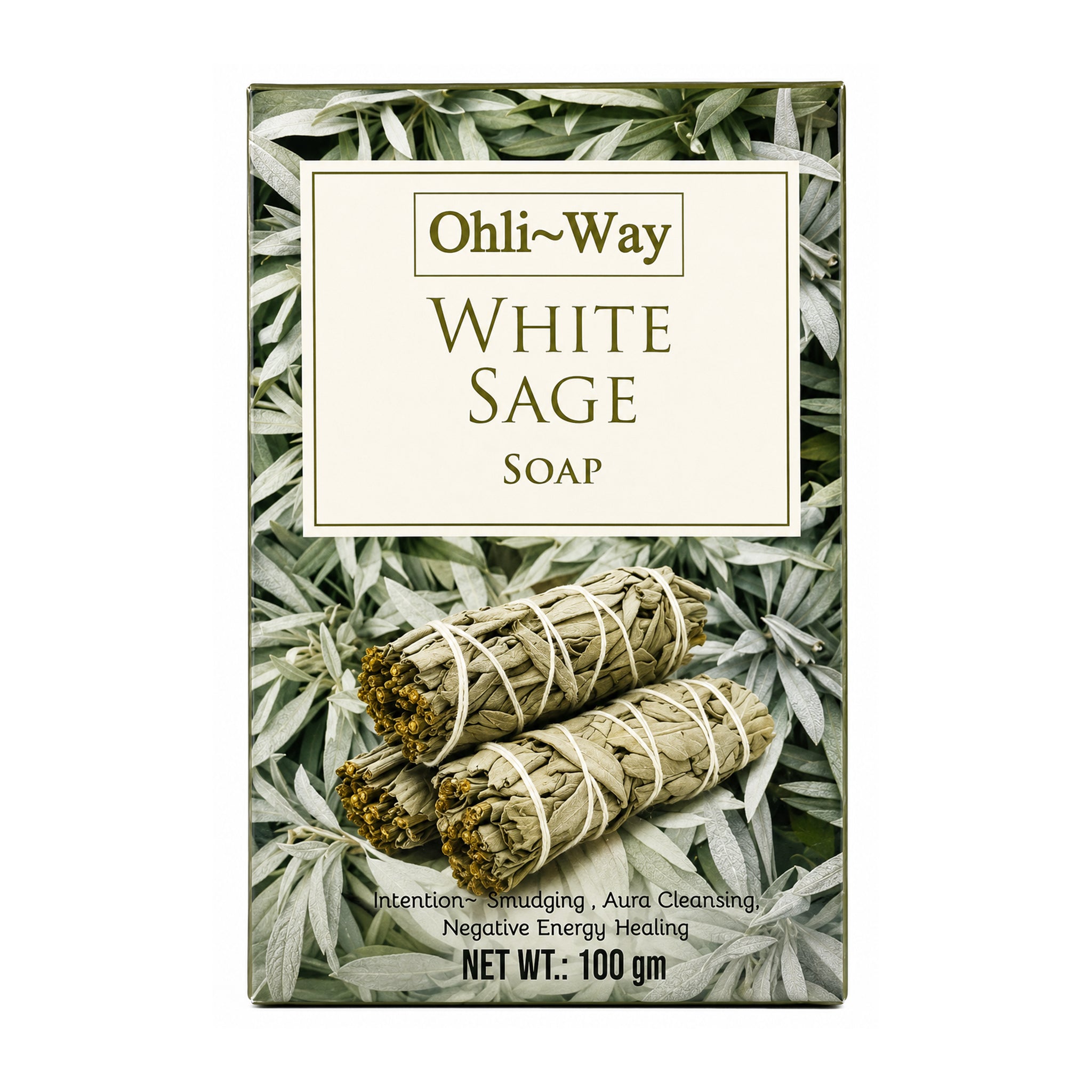 White Sage Salvia Blanca / Soap Bar / English-Spanish Prayer Card & Charm / Spiritual Cleansing & Purification / Emotional Calm