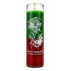 Archangel Saint Michael (San Miguel) Prayer Candle – Protection, Fight Evil & Justice (Green & Red)