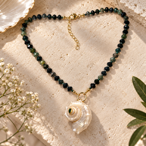 Emerald Beaded Shell Necklace