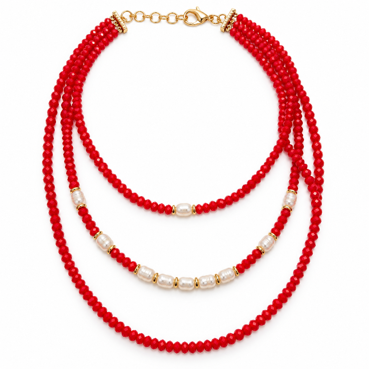Scarlet Pearl Layered Necklace