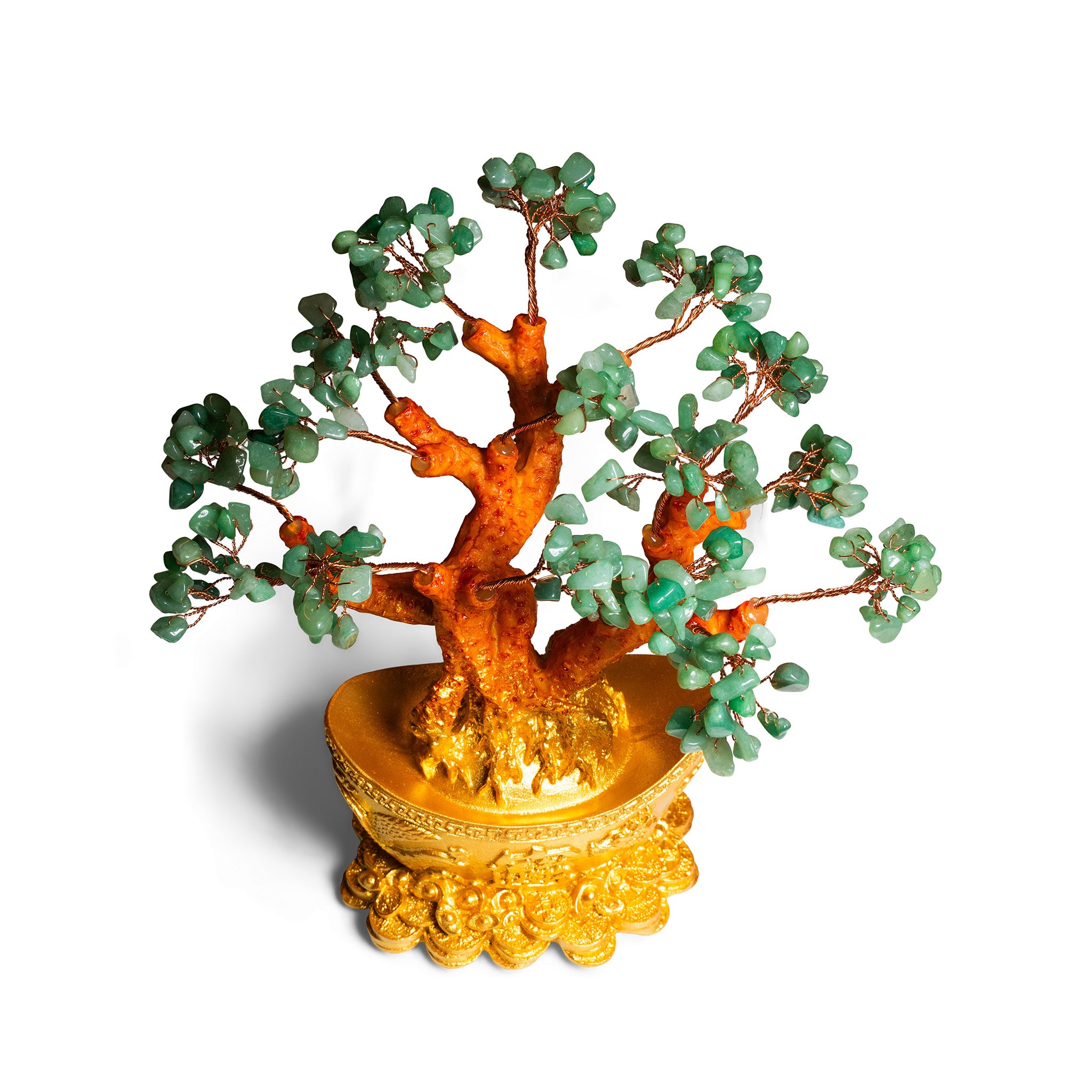 Green Jade and Gold Gemstone Tree
